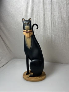 10,5" David Harden Volkskunst Harz Smoking Katze Figur schwarz weiß signiert - Bild 1 von 8