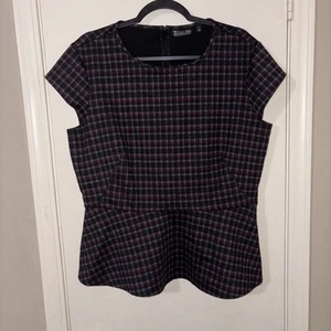 Top negro a cuadros 7th Avenue Design Studio Peplum XL - Imagen 1 de 5