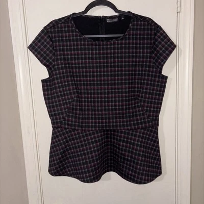 Top negro a cuadros 7th Avenue Design Studio Peplum XL Foto 1 de 4