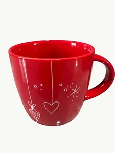 Starbucks Holiday Red Mug 14 Fl Oz Ceramic With Festive Heart Ornament Design - Picture 1 of 5