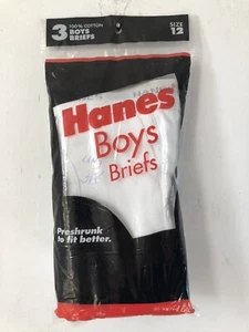 vintage hanes 3-pack boys briefs underwear size 12 deadstock NIP 1990 NOS kids - Picture 1 of 4