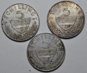 1961- 1962 Austria 3 x 5 Schilling Silver Coin - Picture 1 of 2