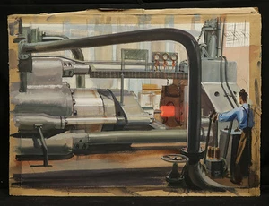 Ilustración americana gouache sobre papel Metallurgi Factory de Dick Sargent - Imagen 1 de 8