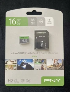 PNY Elite Class microSDHC CL10 UHS-1 Flash Memory Card - 16GB - Picture 1 of 3