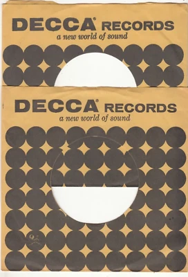TWO (2) ORIGINAL DECCA RECORDS COMPANY SLEEVES FOR 45s- PATSY CLINE + BRENDA LEE - Image 1 of 4