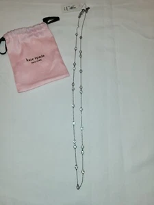 BRAND NEW Kate Spade Clear Silver Gatsby Dot Necklace - Picture 1 of 9