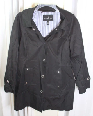 London Fog Petite средний плащ плащ серебристый на пуговицах черный капюшон - Изображение 1 из 4