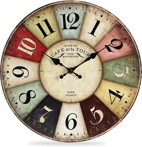 QWANPET Wall Clock,Quality Quartz Wall Clocks,Silent Non-Ticking Wooden Wall Clo - Picture 1 of 12