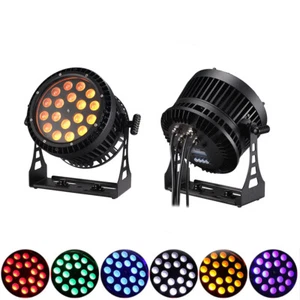 2pcs Led Waterproof Par Can 18X18W RGBWA UV Zoom Wash Par Light IP65 Stage Light - Picture 1 of 10