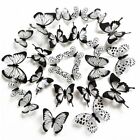 24pc Wall Stickers Black White 3d Butterfly Decal Bedroom Living Room Home Decor