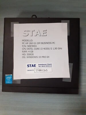 PC HP 260 DM MINI PC N9E99EA I3-4030U 1,90 GHZ 4GB 500GB HDD - Immagine 1 di 3