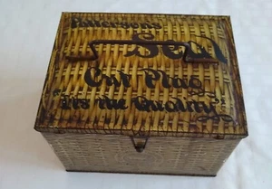 Patterson's Seal Cut Plug Tobacco Tin With Handle Woven Design Lunchbox Vintage - Picture 1 of 12