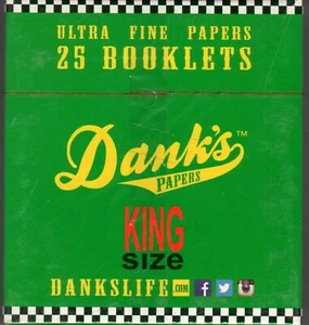 FULL BOX of DANK'S King Size Rice Papers FULL BOX 25 PACKS / 32 Leaves per Pack - Picture 1 of 1