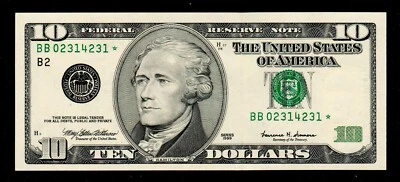 STAR 1999 $10 Federal Reserve Note GEM UNC Free Shipping (P15) - Image 1 of 2