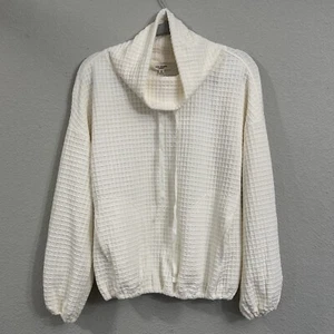 MAX STUDIO Women’s Mockneck WAFFLE KNIT PULLOVER In WINTER WHITE Size M NWT - Picture 1 of 5