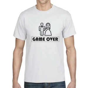 Maglietta Uomo Divertente Addio al celibato T-shirt Game Over tshirt matrimonio - Foto 1 di 4