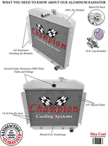 3 Row Kool Champion Radiator for 1955 1956 Chevrolet Bel Air 6 Cylinder Mount - Bild 1 von 7