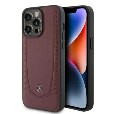Coque Pour IPhone 15 Pro Mercedes En Cuir Véritable Bordeaux Avec Logo Étoile - Photo 1/4