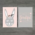Set Of 2 Sweet Bunny Girls Kids Room Decor Prints 