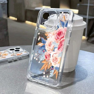 Flower Clear Case For iPhone 16 15 14 13 12 11 Pro Max XS Shockproof Case Cover - Picture 1 of 31