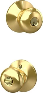Schlage Plymouth Keyed Entry Panic Proof Door Knob Set F51A PLY - Picture 1 of 12
