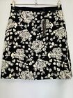 Phase Eight A-line Skirt in Black and Cream - Rose Pattern - Size 12 -BNWT (sto)