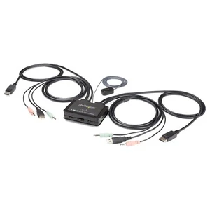 StarTech 2 Port Single DisplayPort KVM Switch USB Audio Remote 1.5M Cable - Picture 1 of 2