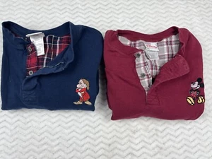 VTG Disney Direct Mens SZ Medium Mickey Mouse & Grumpy Henley Long Sleeve Shirt - Picture 1 of 20