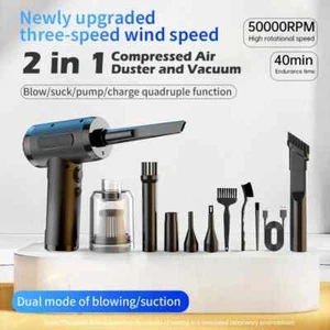 50000RP Compressed Air Duster Blower Cleaner Keyboard Home Car Cleaning Portable - Picture 1 of 26