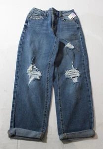 Evsie Girl's Mid-Rise Distressed Boyfriend 5-Pocket Jeans CL8 Lt. Blue Size US:8 - Picture 1 of 4
