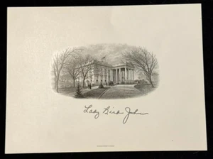 Gorgeous, Lady Bird Johnson Signed A Superb Engraving Of The White House - Picture 1 of 13