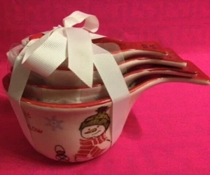 Grace's Bake Shop Keramik Schneemann Schneeflocken Messbecher 4er Set - Bild 1 von 6