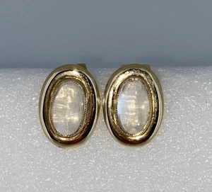 Vintage 14K Yellow Gold Moonstone Earrings - Picture 1 of 4