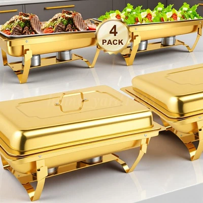 Chafing Dish Buffet Set 2/4/6 Packs 9 QT Stainless Steel Chafer for Catering - Image 1 of 4