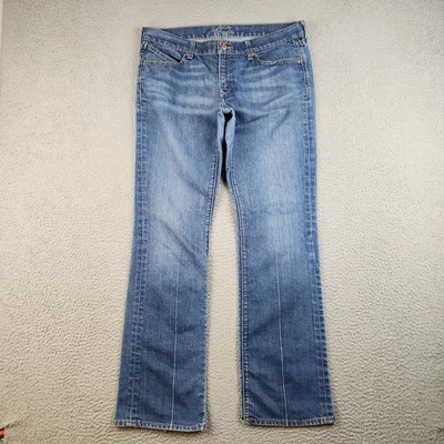 Pantalón vaquero azul envejecido desteñido bigotes tiro medio corte bota ajustado talla 12 para mujer Foto 1 de 4