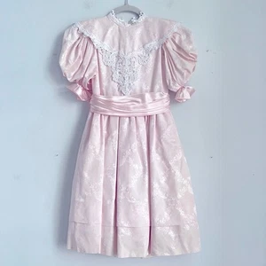 Vintage 80’s Dorissa International Nicole puff sleeve hi neck tatted lace dress - Picture 1 of 9