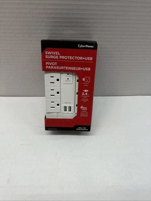 CyberPower 6-Outlet Swivel Wall Tap Surge Protector - 2 USB Ports - BRAND NEW!! - Image 1 of 2