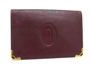 Cartier Card Case Must Line - Bordeaux Leather Unisex Gold Hardware - Picture 1 of 5