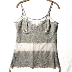 Victoria's Secret M Babydoll Nightie Embroidered Lace Sheer Mesh side Ties Cami - Picture 1 of 12