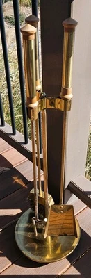 Herramientas para chimenea de latón y metal 4 piezas base redonda 31" Foto 1 de 4