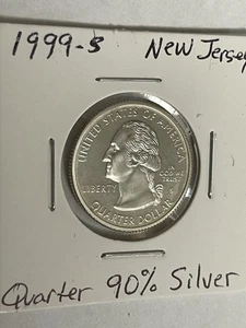 1999-S SILVER New Jersey PROOF Quarter Philadelphia Mint UNC 90% Silver - Picture 1 of 4