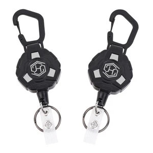 2-Pack Retractable Keychain - Heavy Duty Badge Holder, ID Badge Reel, Carabiner - Picture 1 of 8