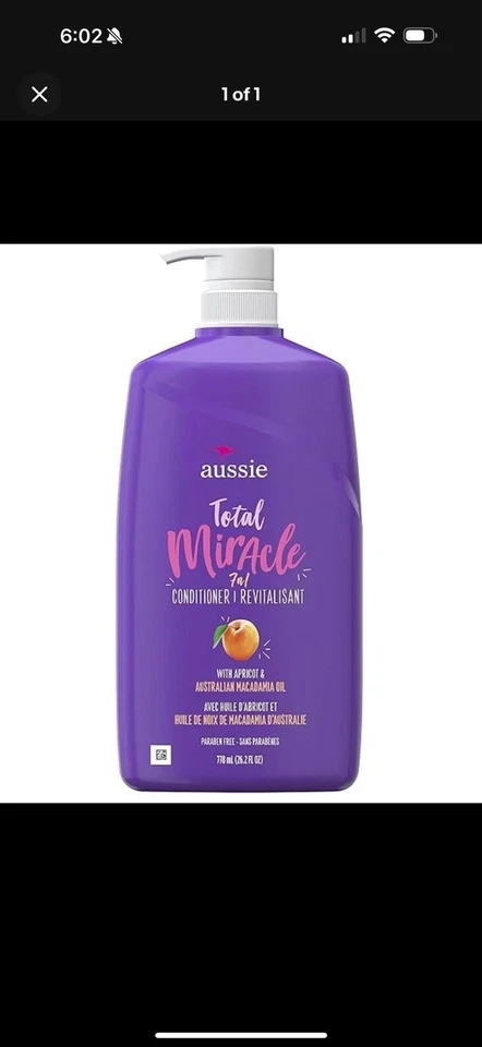 Aussie Total Miracle Conditioner Apricot & Macadamia Oil Pump 26.2 oz - Image 1 of 1