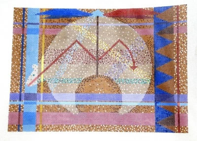 Needlepoint Hand Painted Canvas Abstract, Geometric Forms, Speckled Pattern New - Image 1 of 3