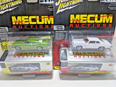 LOT OF 2~(2)1974 Pontiac GTO Green & White~Johnny Lightning⚡️Mecum Auctions~Tin - Image 1 of 4
