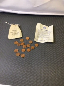 US MINT SET OF 15 UNCIRCULATED PENNIES IN SMALL CANVAS SACK - Picture 1 of 6