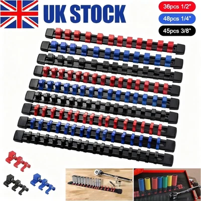 9PCS Socket Rail Storage Holder Organizer Tray Set 1/2" 3/8" 1/4" Wall Mount UK - Image 1 of 4