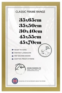 Premium Gold Poster Frame 35x65cm 35x50cm 30x40cm 45x55cm 45x70cm Home Décor - Picture 1 of 8