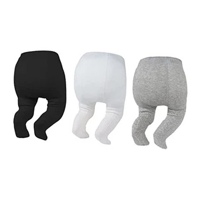  Medias suaves para bebés niños pequeños sin costuras 6-12 meses blanco marfil, negro, gris claro Foto 1 de 4