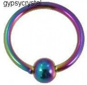 1 Rainbow Titanium Plated Steel CBR Captive Ring 16g 8mm Ear Nose Eyebrow - Picture 1 of 1